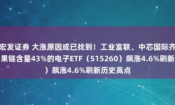 宏发证券 大涨原因或已找到！工业富联、中芯国际齐创新高，果链含量43%的电子ETF（515260）飙涨4.6%刷新历史高点