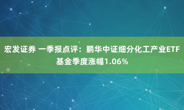 宏发证券 一季报点评：鹏华中证细分化工产业ETF基金季度涨幅1.06%